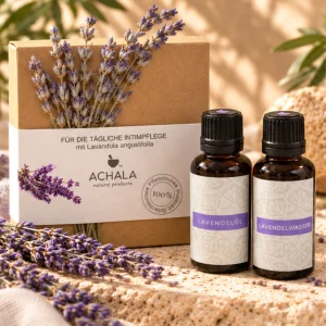 ACHALA Lavendel-Intimpflege-Set mit Lavendelöl und Lavendelwasser – natürliche Pflege und Anwendung.